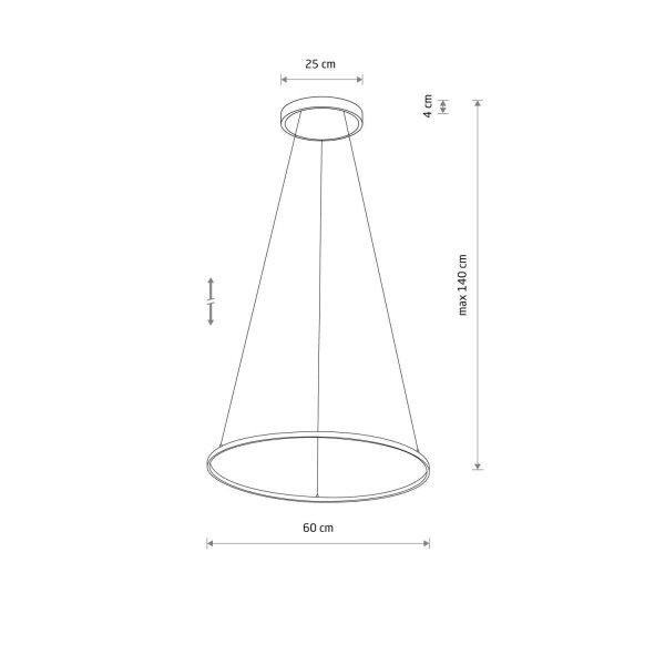 Suspension LED Noir 4000 K 700 lm Ø 60 cm Métal