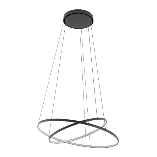 Suspension LED Noir 2 anneaux métal ajustable