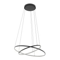 Suspension LED Noir 2 anneaux métal ajustable
