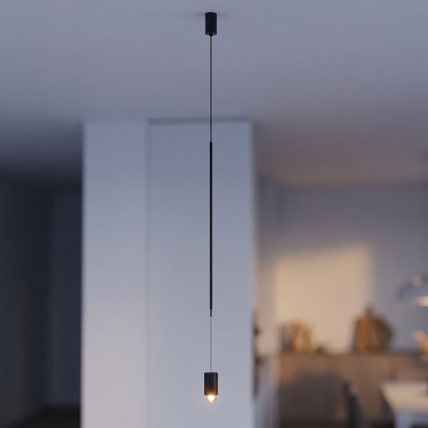 Suspension LED étroite Ø 5,5 cm Noir 4000 K 700 lm Métal