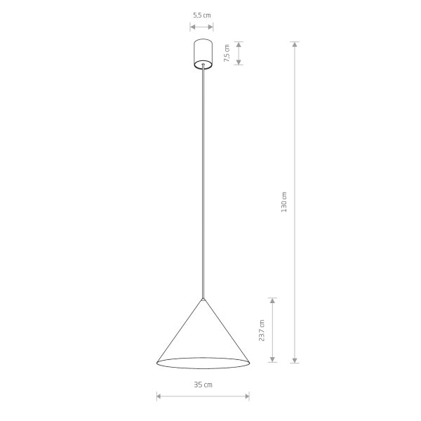 Suspension métal Ø 35 cm Gris Retro GU10 Abat-jour conique