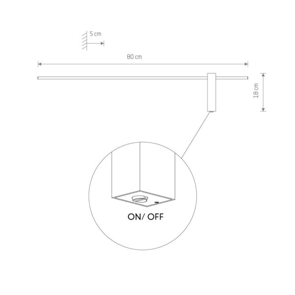 Applique LED noire 4000 K 80 cm de long indirecte