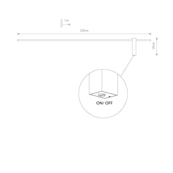 Applique LED indirecte 120 cm de long Noir 4000 K