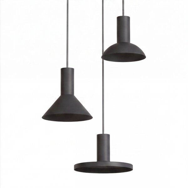Suspension noir 3 flammes GU10 métal orientable