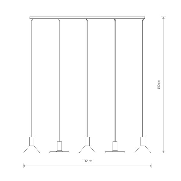 Suspension 5 flammes GU10 noir métal orientable