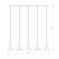 Suspension 5 flammes GU10 noir métal orientable
