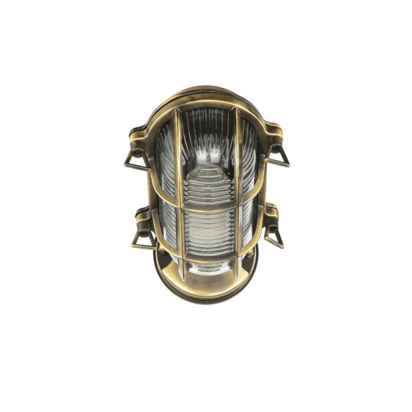 Lampe dextérieur maritime laiton verre strié IP64 E27