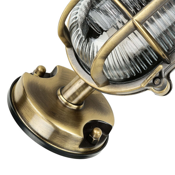 Lampe dextérieur maritime laiton verre strié IP64 E27