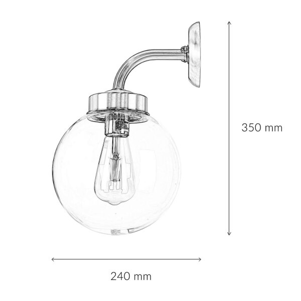 Lampe dextérieur laiton Abat-jour sphérique E27 mur maison jardin