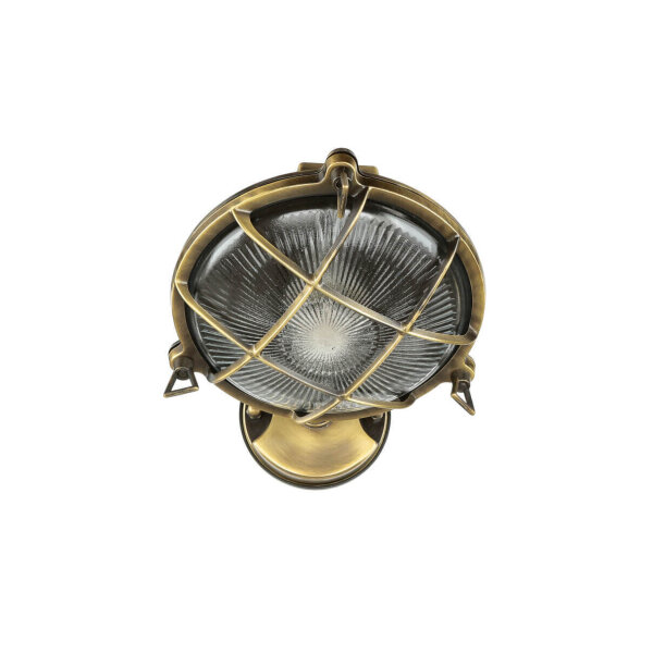 Lampe dextérieur Maritim laiton véritable verre strié IP64 E27 SERIFOS