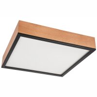 Plafonnier carré L : 48 cm bois métal pour...