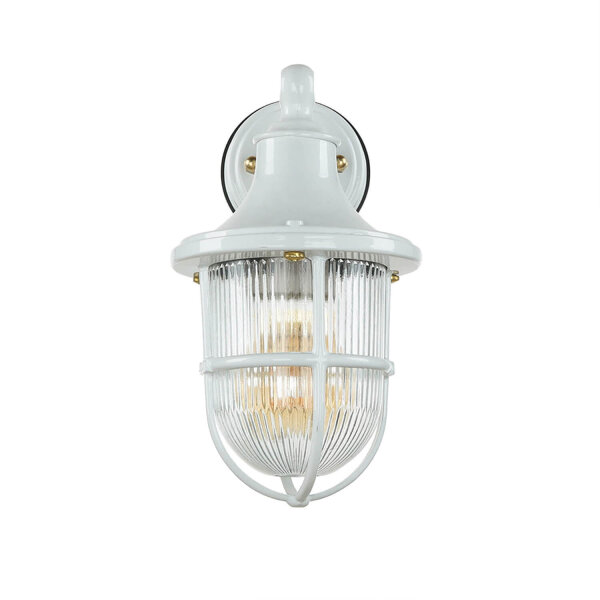 Applique extérieure Blanc IP64 E27 verre laiton massif