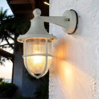 Applique ext&eacute;rieure Blanc IP64 E27 verre laiton...