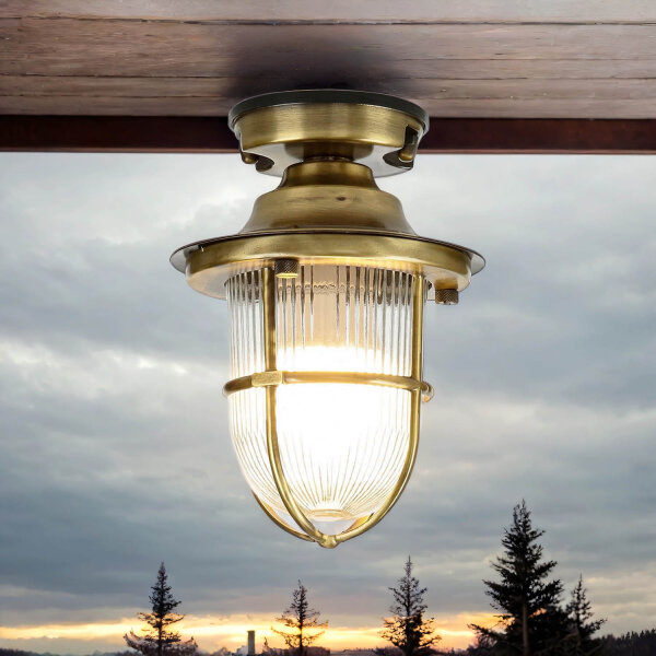 Plafonnier Outdoor laiton véritable verre IP54 Maritim
