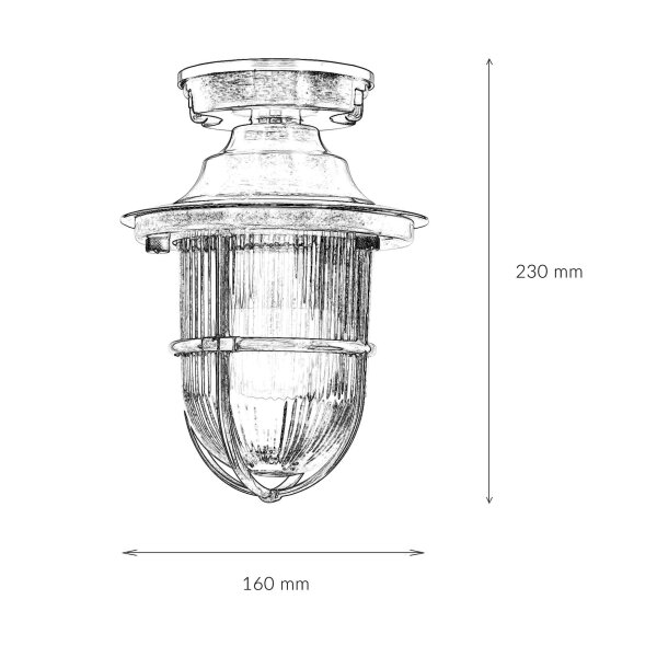 Plafonnier Outdoor laiton véritable verre IP54 Maritim