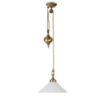 Lampe à suspendre verre laiton massif...