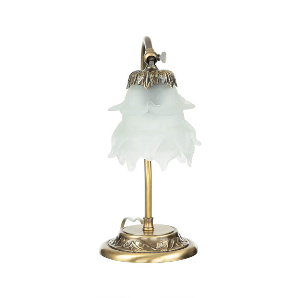 Lampe de bureau laiton verre floral orientable