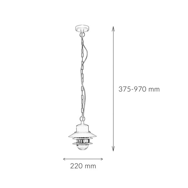 Lampe dextérieur IP44 E27 noir verre inox Maritim