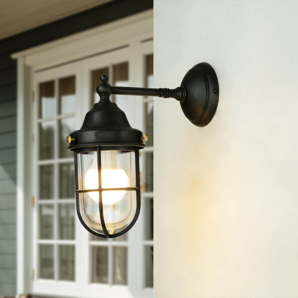 Lampe dextérieur mur laiton verre Maritim IP44 E27
