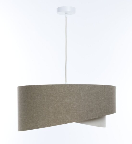 Suspension Tissu Ø 50 cm rond E27 Marron Crème Moderne