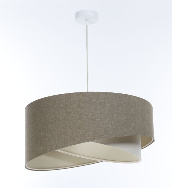 Suspension Tissu Ø 50 cm rond E27 Marron Crème Moderne