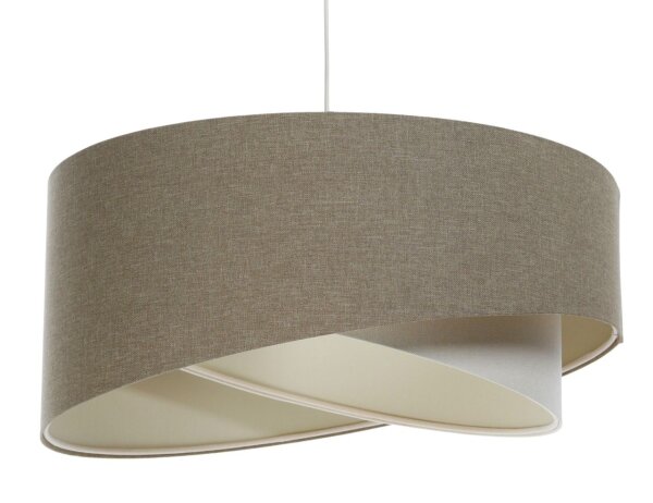 Suspension Tissu Ø 50 cm rond E27 Marron Crème Moderne