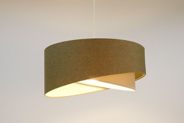 Suspension Tissu Ø 50 cm rond E27 Marron Crème Moderne