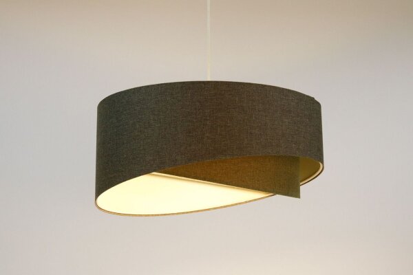 Suspension E27 ronde Ø 40 cm Gris Tissu Moderne INGRAM