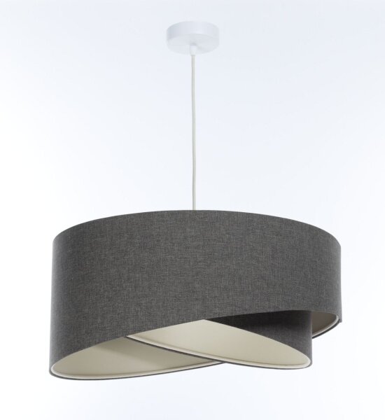 Suspension ronde Ø 50 cm E27 Gris Tissu Moderne ajustable