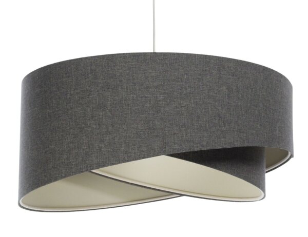 Suspension Gris E27 ronde Ø 60 cm Tissu Moderne ajustable