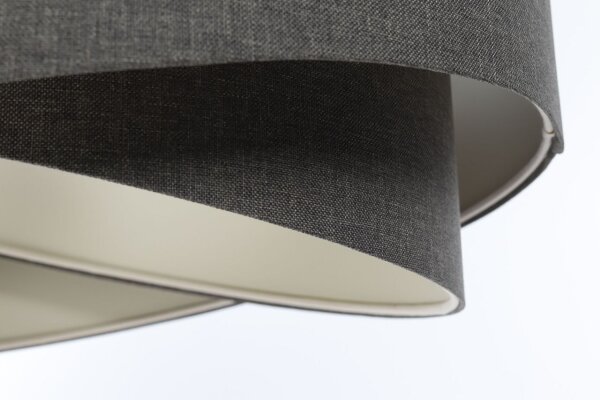 Suspension Gris E27 ronde Ø 60 cm Tissu Moderne ajustable