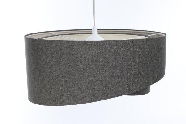 Suspension Gris E27 ronde Ø 60 cm Tissu Moderne ajustable