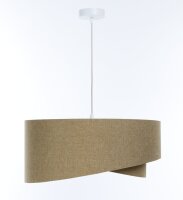 Suspension ronde D : 50 cm E27 Beige Tissu Abat-jour Boho