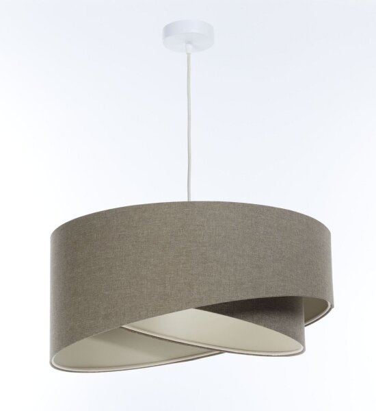 Lampe à suspendre brune E27 ronde D : 45 cm Tissu Abat-jour Boho