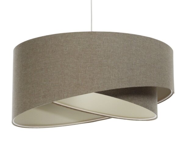 Lampe à suspendre brune E27 ronde D : 45 cm Tissu Abat-jour Boho