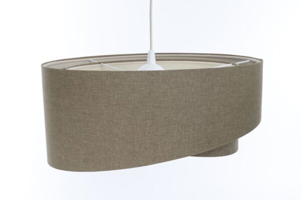Lampe à suspendre brune E27 ronde D : 45 cm Tissu Abat-jour Boho