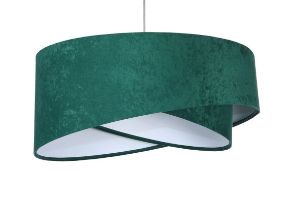 Suspension ronde Ø 50 cm E27 Tissu aspect velours vert blanc
