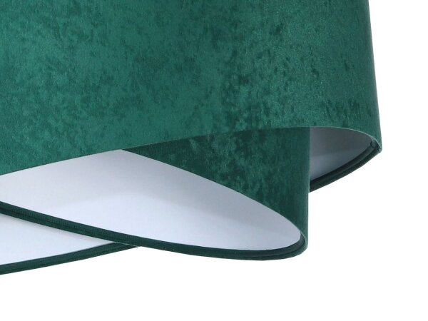 Suspension ronde Ø 50 cm E27 Tissu aspect velours vert blanc