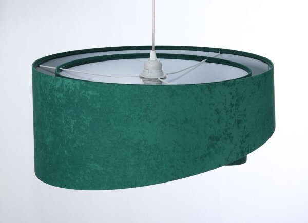 Suspension ronde Ø 50 cm E27 Tissu aspect velours vert blanc