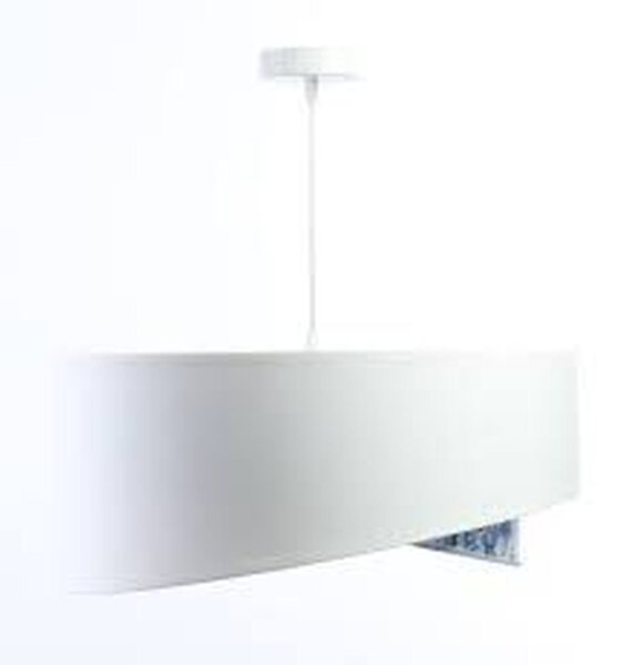 Lampe à suspendre Blanc Bleu clair Fleurs Print E27 ronde D : 50 cm