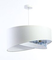 Lampe &agrave; suspendre Blanc Bleu clair Fleurs Print...