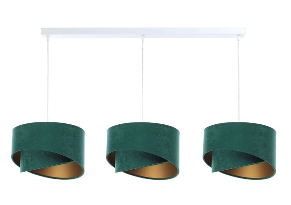 Lampe à suspendre 3 flammes vert or E27 tissu aspect velours