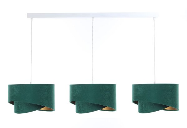 Lampe à suspendre 3 flammes vert or E27 tissu aspect velours