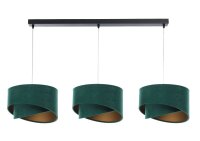 Lampe &agrave; suspendre 3 flammes en noir vert or E27...