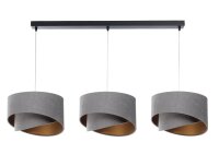Suspension 3 flammes noir gris or E27 aspect velours
