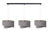 Suspension 3 flammes noir gris or E27 aspect velours