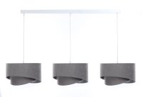 Suspension tissu 3 flammes E27 en blanc gris argent&eacute;