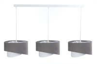 Suspension Blanc Gris Argent E27 Tissu 3-flamme...
