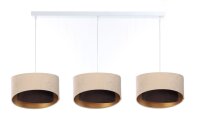 Suspension 3 flammes E27 en blanc beige marron or