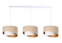 Lampe à suspendre 3 flammes en tissu blanc beige...
